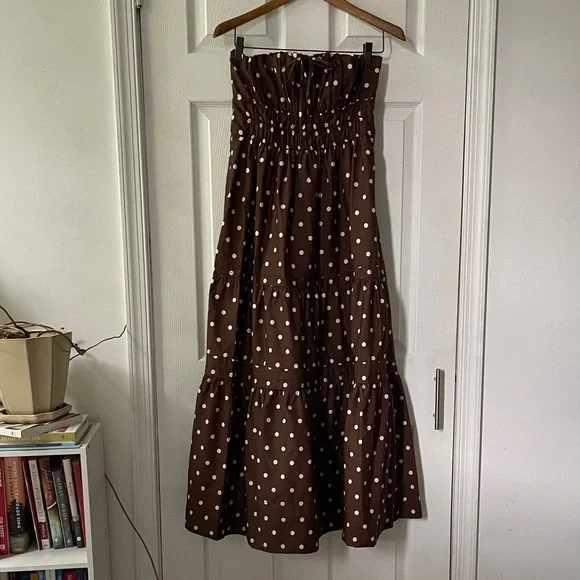 The Somerset Strapless polka Dot Maxi Dress - Picture 4 of 13